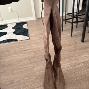Brown Suede Over-the-Knee Boots